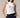 KNIT FRONT CUT OUT SHIRRED OFF THE SHOULDER TOP - WHITE