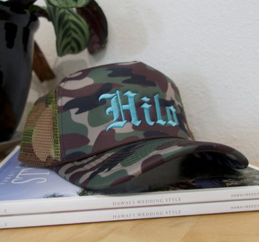 Hilo Trucker - Old English - Blue Camo