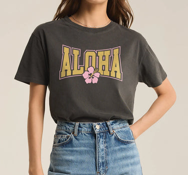 Aloha Flower Boyfriend Tee - Black Sand