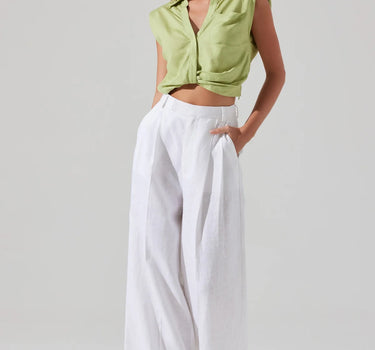 Milani Wide Leg Trouser Pants- White