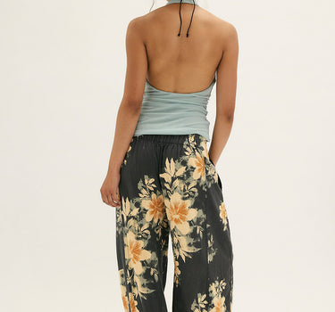 Day's End Linen Printed Pull-On Pant - Washed Black Combo - Floral